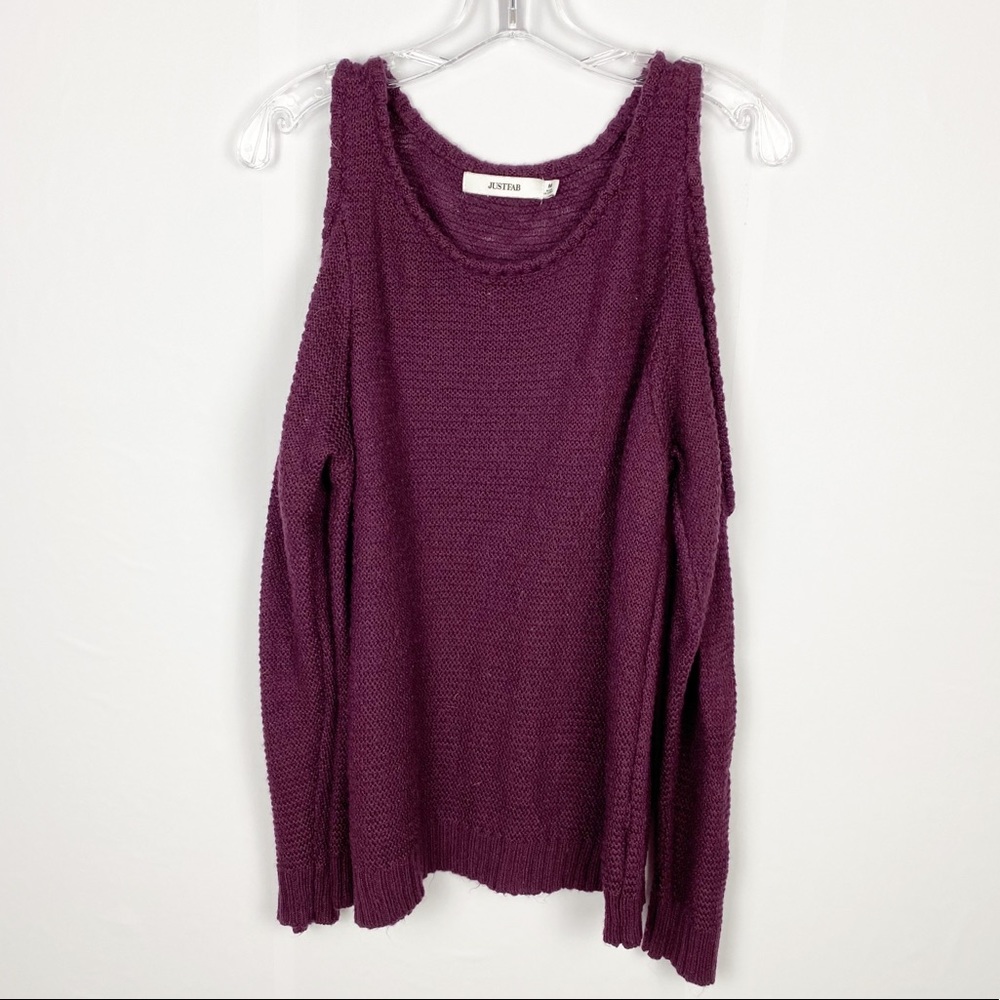 Just fab purple cut out shoulder sweater